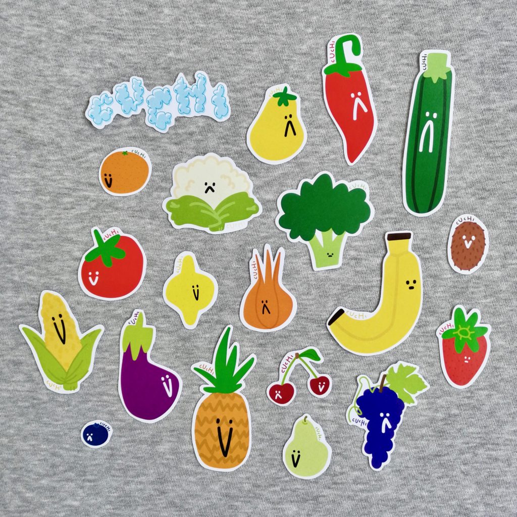 Pegatinas Cuchi froitas e verduras 3