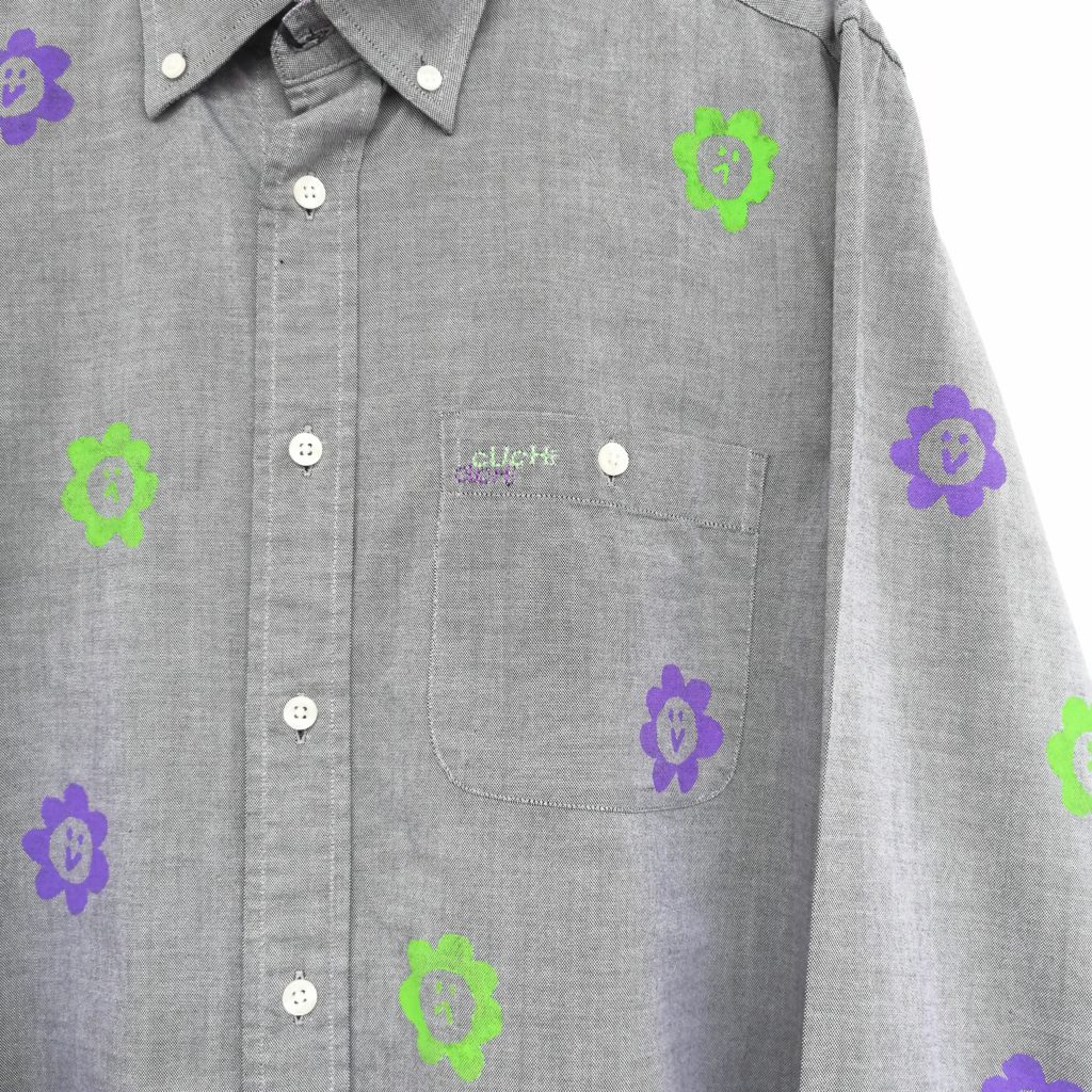 Camisa manga longa gris flores 3